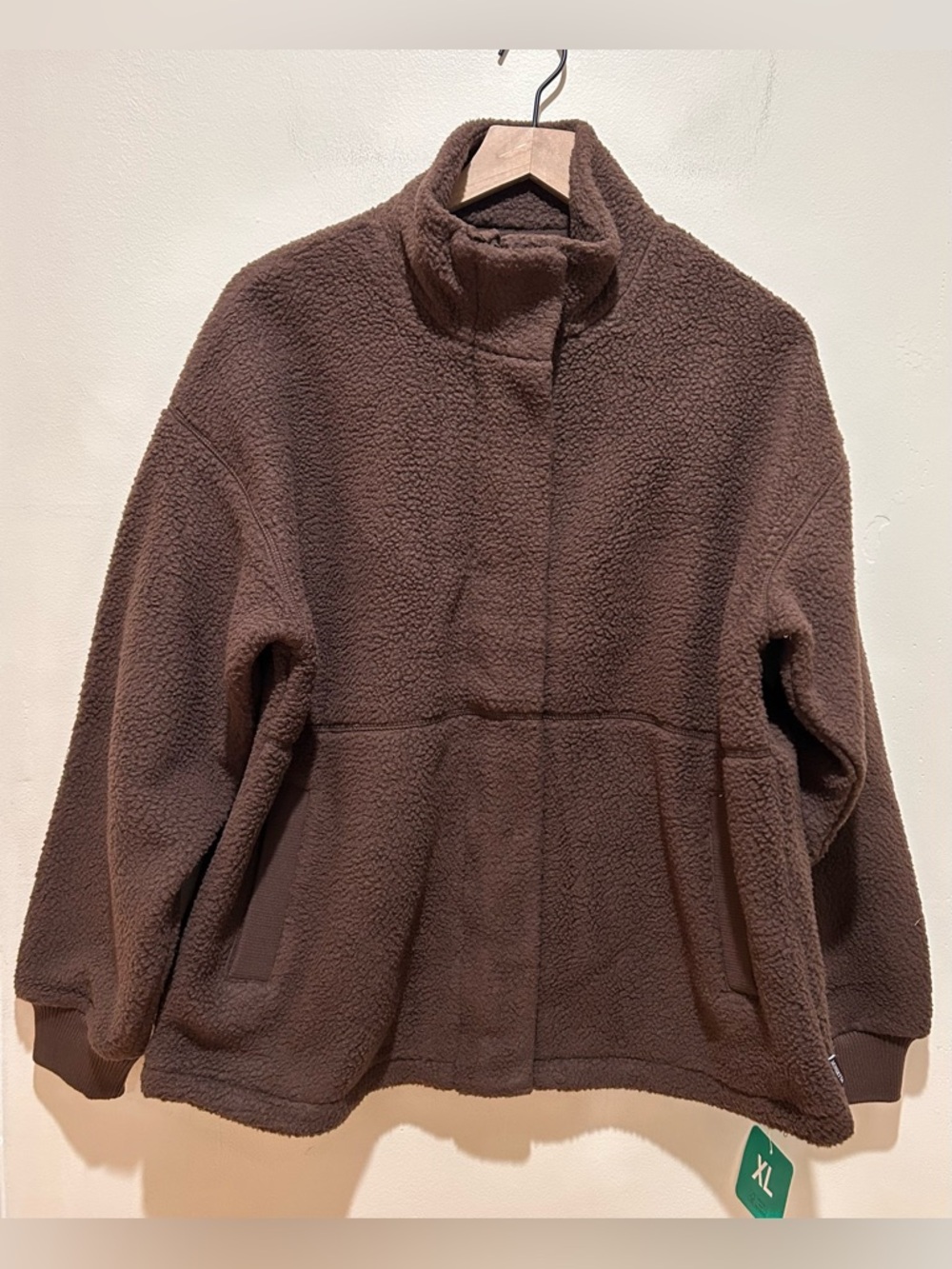 NWT Mondetta Sherpa Full Zip Fleece Jacket Dark Chocolate Brown - Womens Size XL